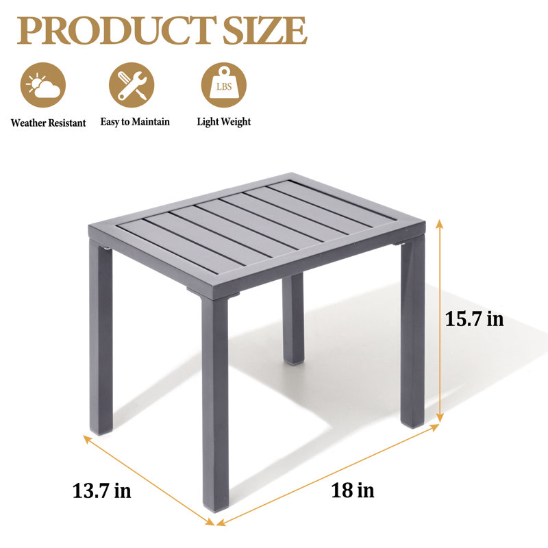 Bridgitte Aluminum Side Table, Gray