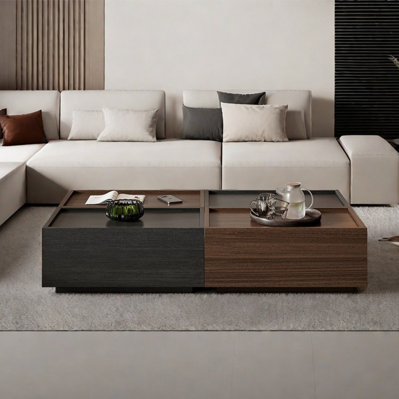 Table basse rectangulaire Creative, Noir / noyer foncé, H 11 po x L 51,2 po x l 27,6 po