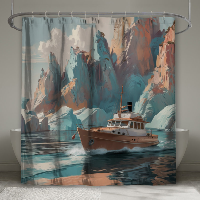 Bateau en rideau de douche très long, L 70 po x H 93 po