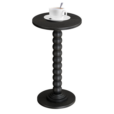 Round Side Table with Solid Wood Legs, Modern Accent Table for Living Room, Bedroom, or Office