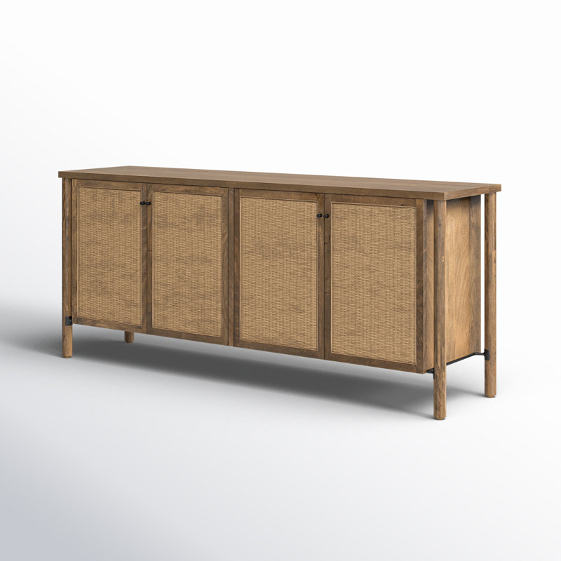 Veta 74'' W Solid Wood Sideboard, Taupe Cane