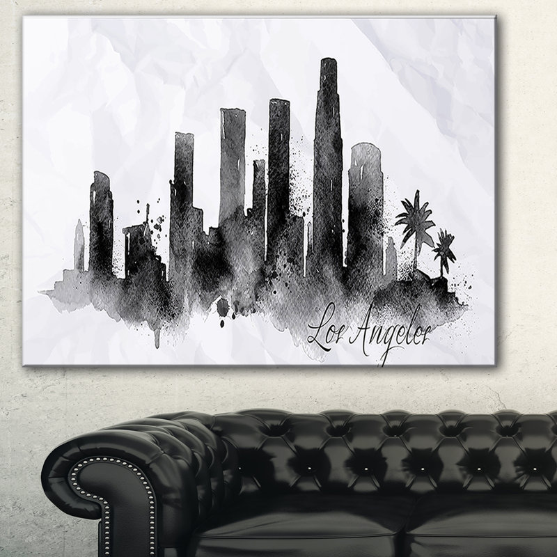 « los angeles noir silhouette », reproduction de peinture à l’huile sur toile, H 20 po x l 20 po x P 1 po