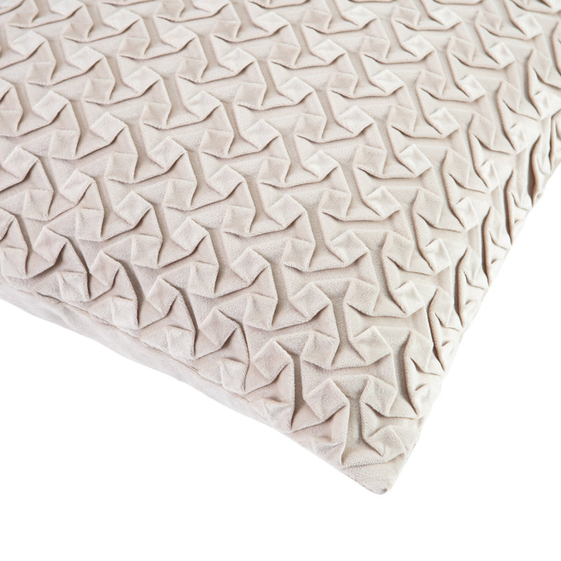 Housse de coussin décoratif en velours texturé Chanasya Origami, Blanc cassé