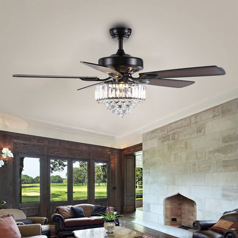 Boynton 52" Black Ceiling Fan with Light Kit and Reversible with Dimmable