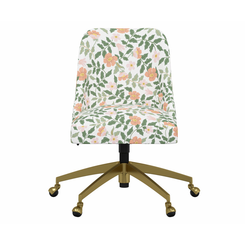 Chaise de bureau Brynn, Lin primevère et crème RPC, Doré