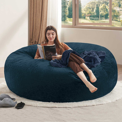 Pouf rond de 1,80 m, garnissage en mousse à mémoire de forme, revêtement en tissu velboa, pour adultes et adolescents, idéal pour le salon, la chambre ou la résidence étudiante.