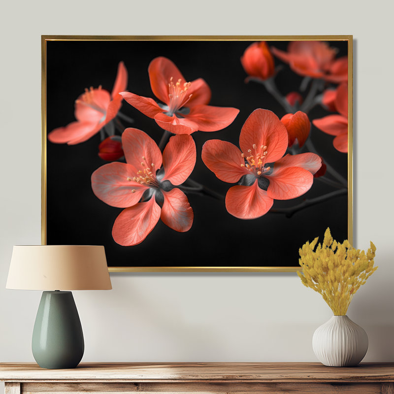 Décoration murale Mote - fleur de pommier, Cadre photo noir, H 34 po x l 44 po