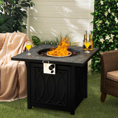 Izah Square Steel Propane Fire Pit Table