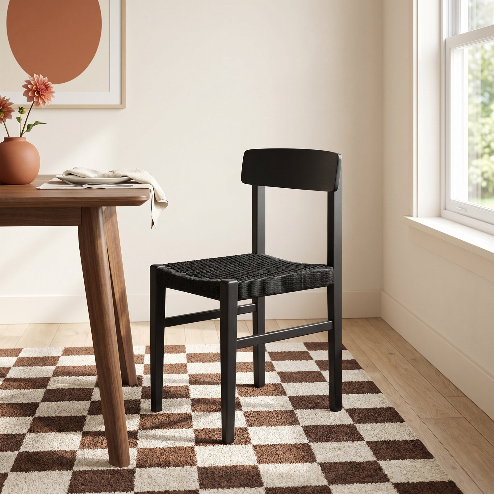 Piper Acacia Side Chair, Black