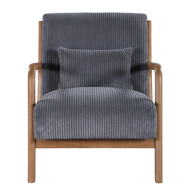 Fauteuil en velours côtelé Corduroy, Velours côtelé gris foncé, Naturel