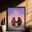 Reproduction d'art encadrée noire, couple d'ours rétro, impression sur toile, thème de la Saint-Valentin-791022254