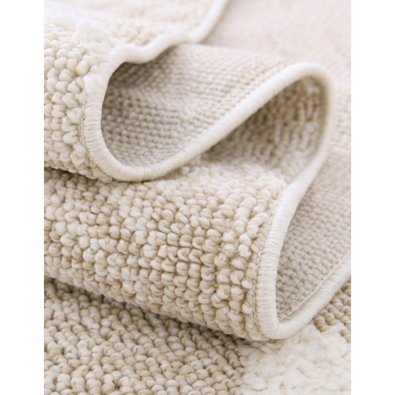 Longmeadow Geometric Ivory/White Machine Woven Polyester Area Rug, Round 5'3"