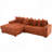 110.75" Modular L Shaped Sofa, Corduroy Fabric Sectional Couch,With A Movable Footstool, Cup Holders,Bring 8 Throw Pillows,Side Pocket,Unfold Into A Bed-1047168104