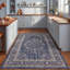 Tapis Rowan traditionnel à médaillon, style persan, bleu, gris et crème, lavable à la machine, antidérapant, à poils courts, pour l'intérieur et l'extérieur, adapté aux animaux domestiques, idéal pour le salon, la chambre, la salle à manger, l'entrée, le couloir ou le bureau.-617572214