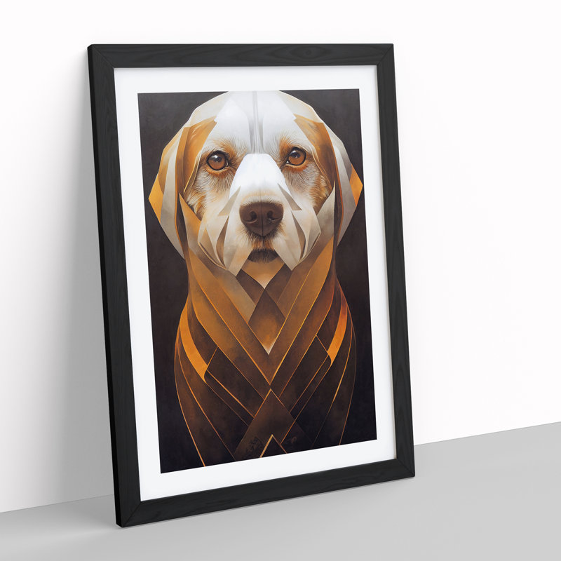 Majestic Dog Abstract - Framed Print, 46cm H x 34cm W x 2cm D, Black