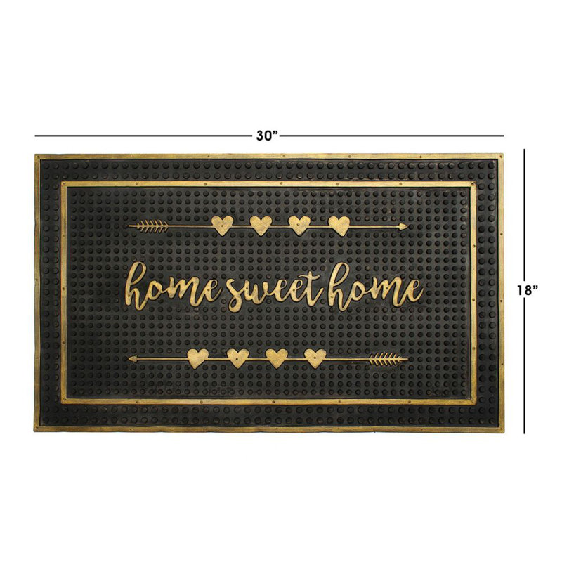 Tapis d'extérieur antidérapant en caoutchouc 30 po x 18 po Jamion Home Sweet Home Hearts