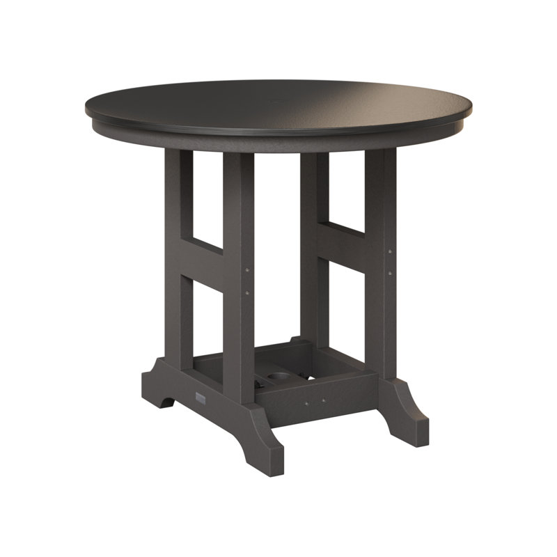Table de bar ronde berlinoise 38 po Berlin, H 39,5 po x l 38 po x P 38 po, Gris fumée, Noir martelé