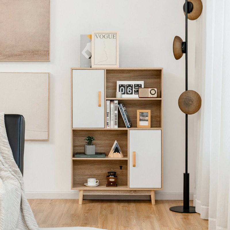 Armoire de rangement avec bibliothèque Audren, Blanc / brun