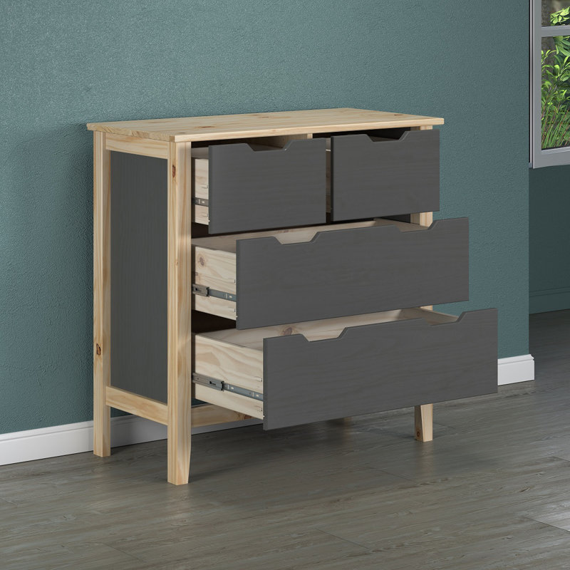 Leonit 4 - Drawer Chest of Drawers, Grey/Natural