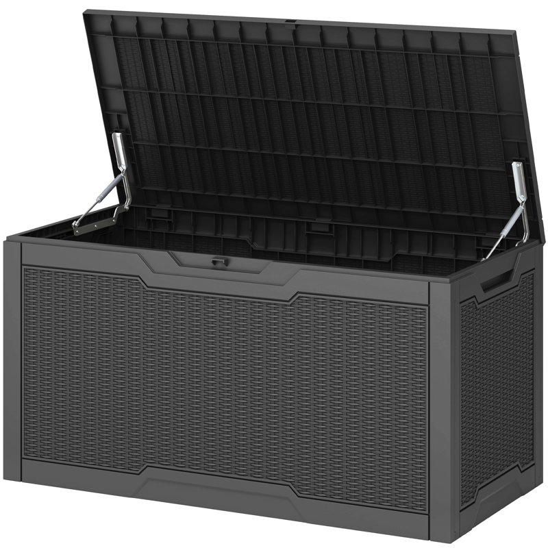 Balconera 100 Gallons Lockable Resin Deck Box, Black