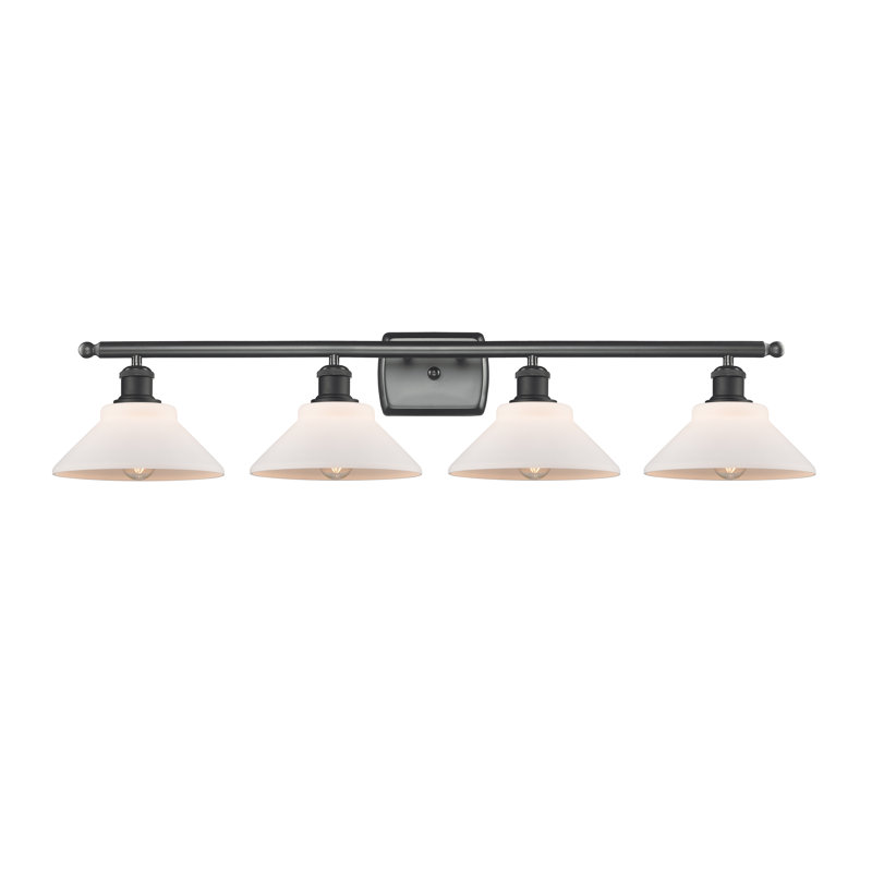Éclairage pour salle de bain à 4 lumières à intensité variable Newton St Loe, Noir mat, Ampoule DEL 6 watts Vinage, Blanc mat