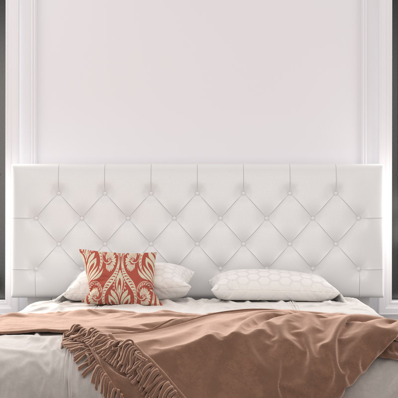 Darrach Upholstered Unfinished Platform Bed, White, Full