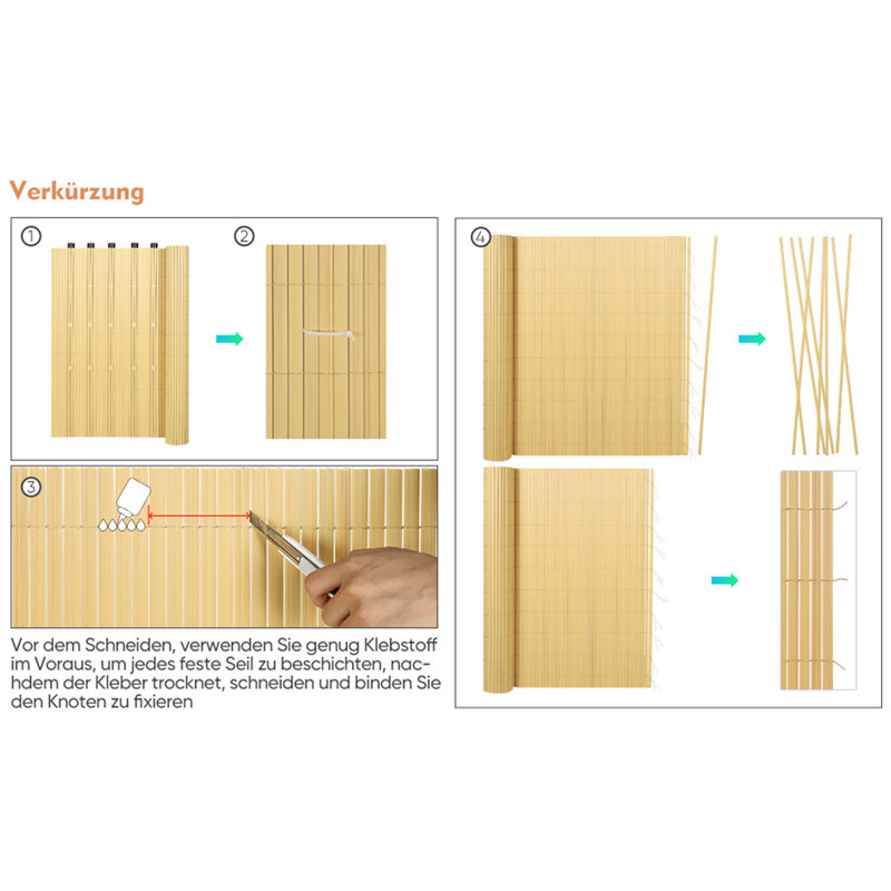 Nunlist Bamboo Polyethylene Plastic Yard/Privacy Fence, 80cm H x 300cm W x 1.4cm D