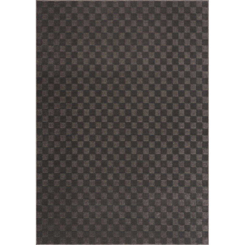 Kwan Machine Washable Modern Geometric Black Area Rug, Rectangle 6'7" x 9'