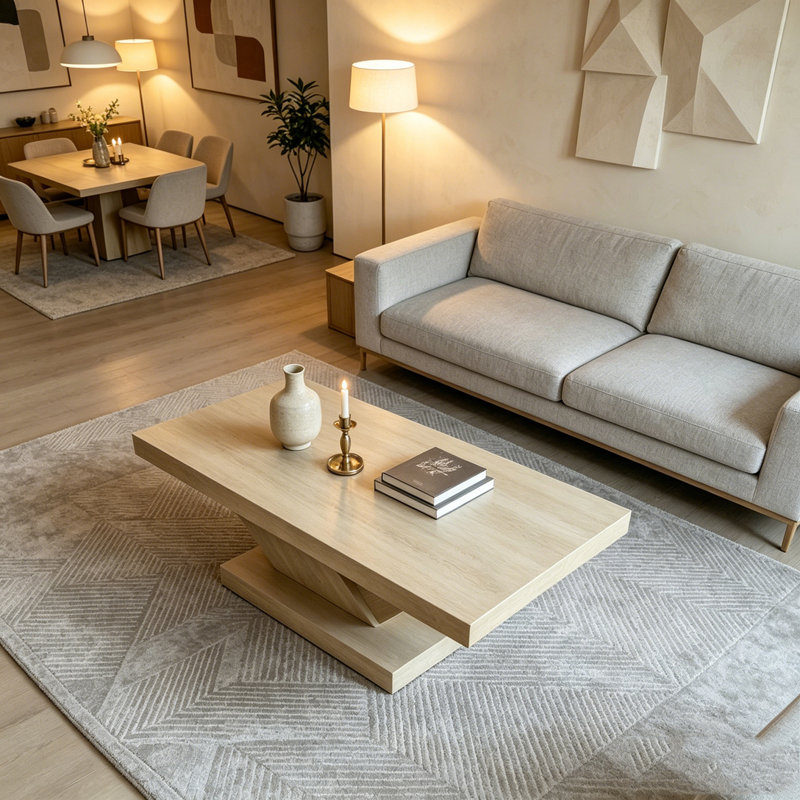 Table basse 47 "Modern, Imitation chêne