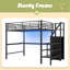 Full Size Metal Loft Bed With Desk, Storage Staircase, Small Wardrobe And LED Light