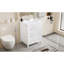 Meuble-lavabo de 24 po avec rangement, tablette réglable, panneau de fibres à densité moyenne et bois d'hévéa, cloisons amovibles, finition blanc brillant-752101046