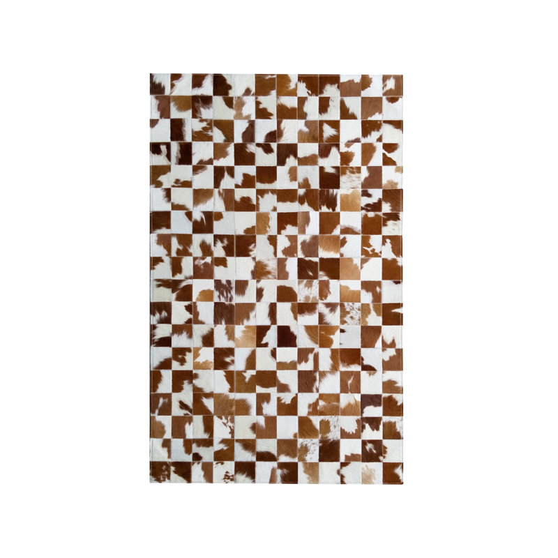 Cowhide Geometric Indoor Rug, Rectangle 6' x 8'