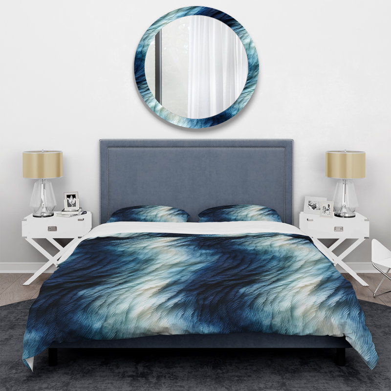 Literie en marbre bleu et blanc Shibori, Housse de couette simple + 1 taie décorative stan