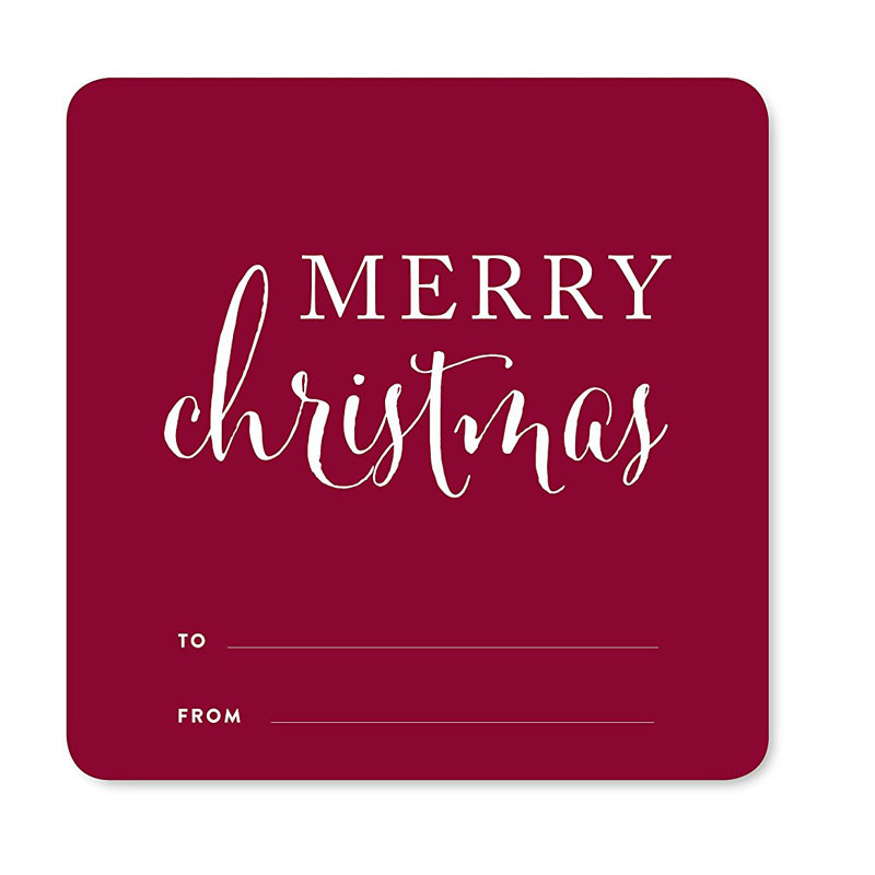 Autocollant cadeau de noël stylisé de noël à partir d’une étiquette carrée