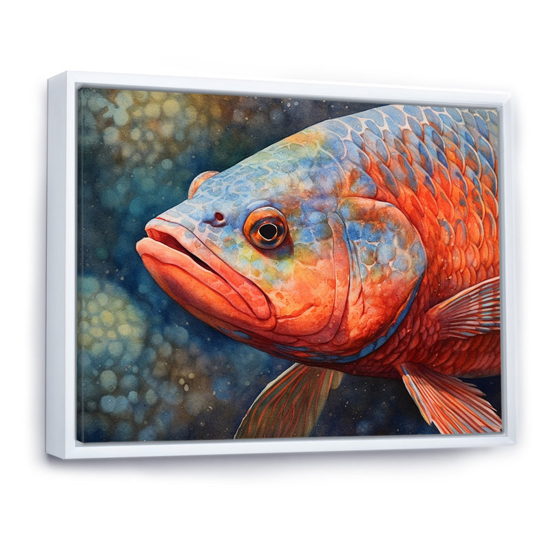 " Underwater Fish Fantasy I ", White Floater Framed, 12" H x 20" W x 0.5" D