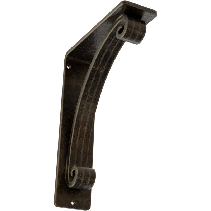 Legacy Wrought Iron Bracket, Antiqued Pale Gold, 8" H x 2" W x 5.5" D