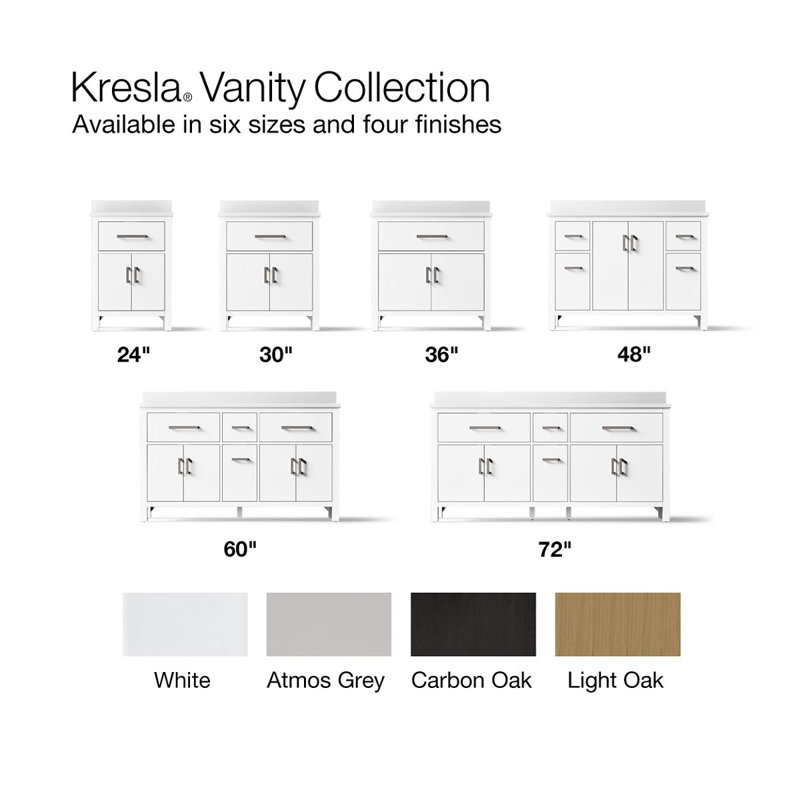 Kresla Bathroom Vanity Cabinet With Sinks And Quartz Top, White, Brushed Nickel, 60"