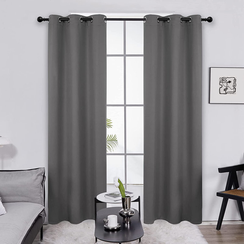 Lionel Room Darkening Curtain Single Panel, Light Gray, 42" W x 63" L