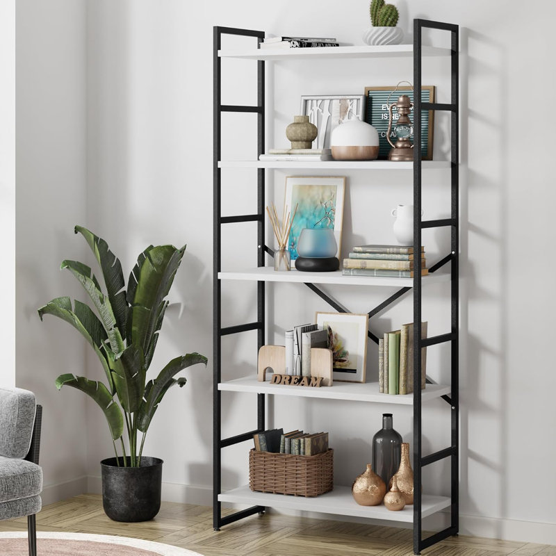 Jerrail 47.2'' W Metal Storage Rack, White/Black