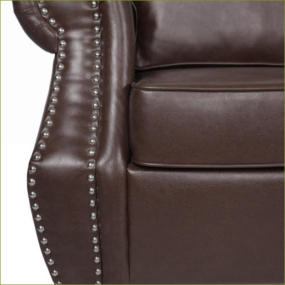 Sofas for Living Room, 3-Seater Contemporary Faux Leather Sofa | Dark Brown | Faux Leather