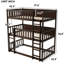 Lit superposé triple, simple au-dessus d'un lit simple, en bois d'hévéa, détachable, avec échelles pour lit scandinave, garde-corps et échelles amovibles, bois