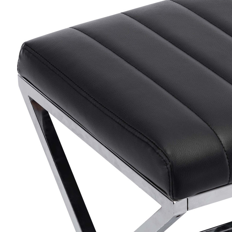 Tabouret de coiffeuse en simili cuir Pollman, Argenté / Noir