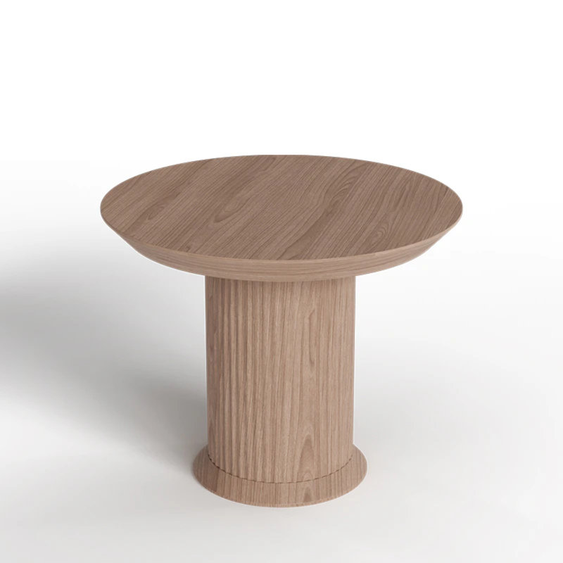 Japandi 35.5" Small Round Wooden Dining Table for 2 with Pedestal Base