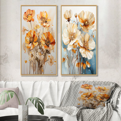 Buttercups Sepia Toned - Buttercups Canvas Art Print Set Of 2