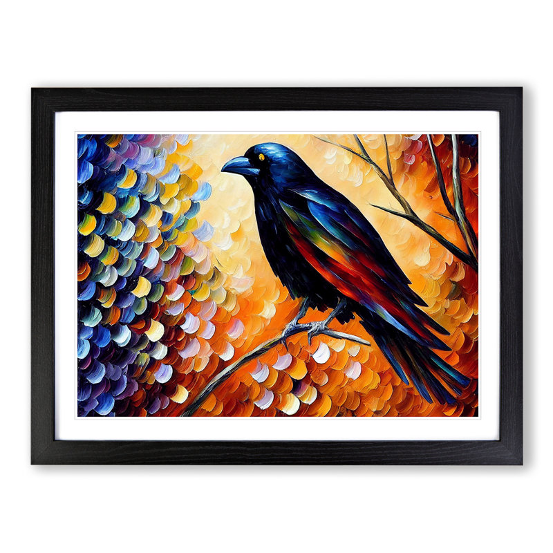 Crow Bird Vol.5 Abstract - Framed Print, Black, 25cm H x 34cm W x 2cm D