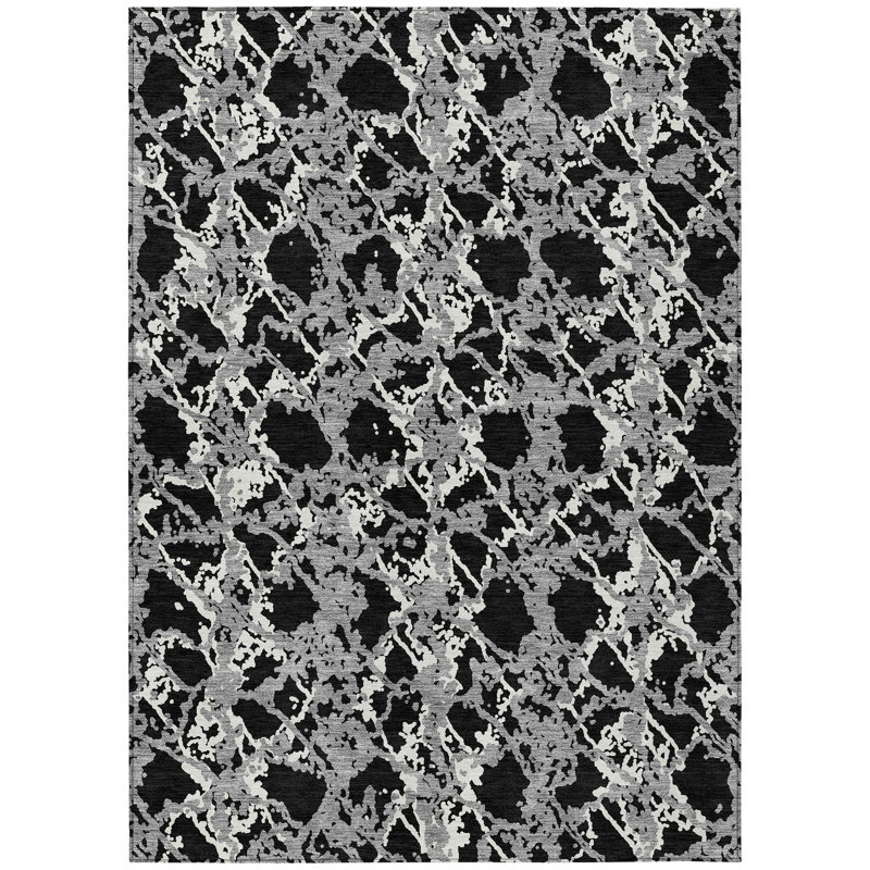 Tapis intérieur lavable abstrait 9 pi x 12 pi gris