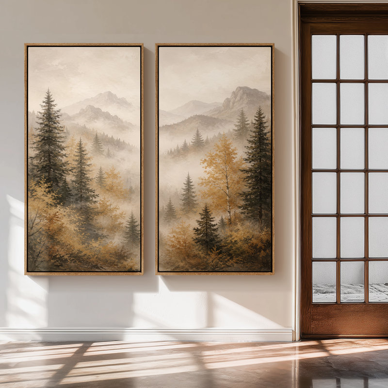 Misty Mountain Forest Landscape, Encadré naturel, H 60 po x l 30 po
