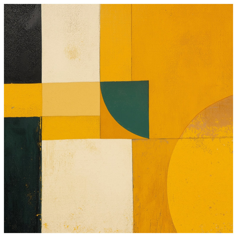 Tapis de bain jaune à motif géométrique abstrait, L 24 po x L 17 po