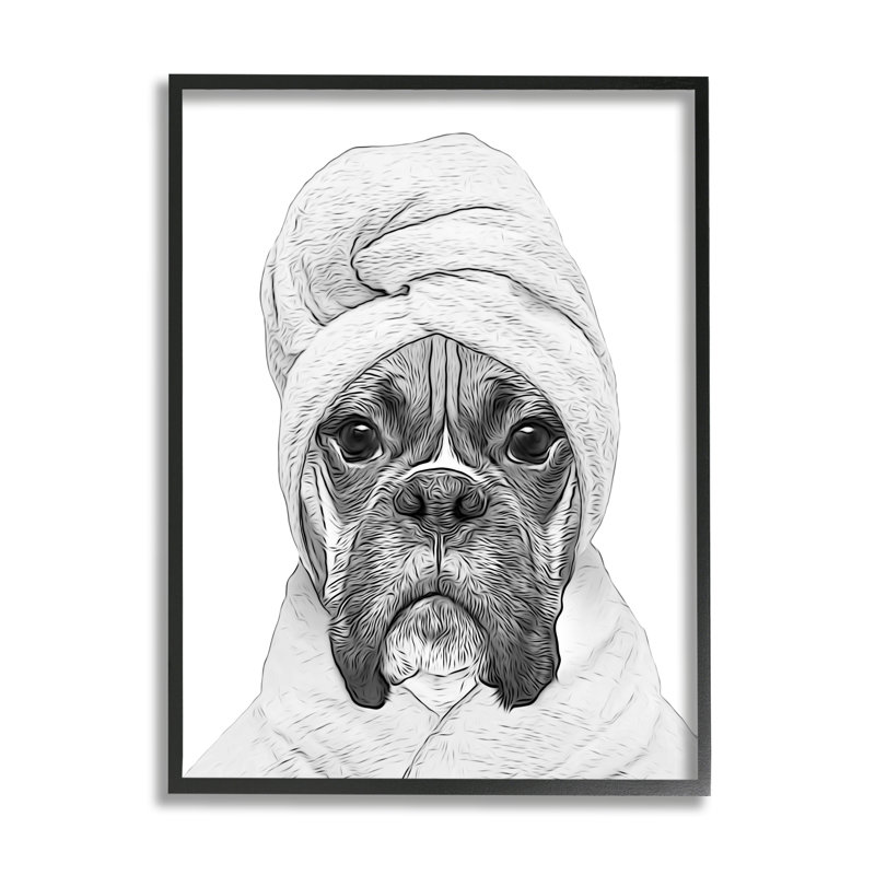 «Dog In Peignoir» par Annalisa Latella, Giclée encadrée noir minuit, H 11 po x l 14 po
