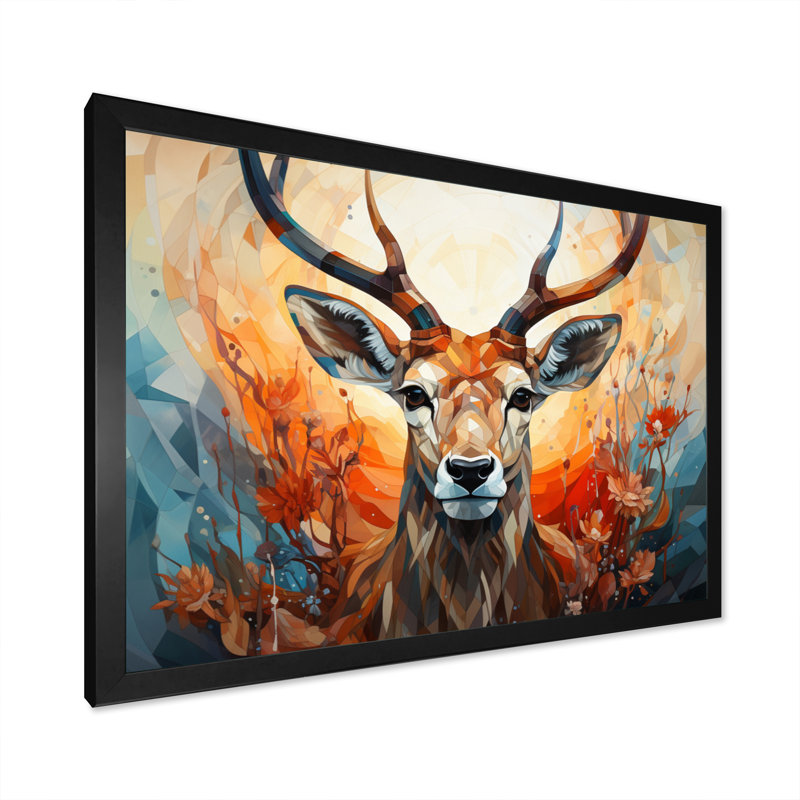 «Barde Geometric Antelope II», reproduction d'art sur toile, H 30 po x l 40 po x P 1,5 po, Cadre photo noir
